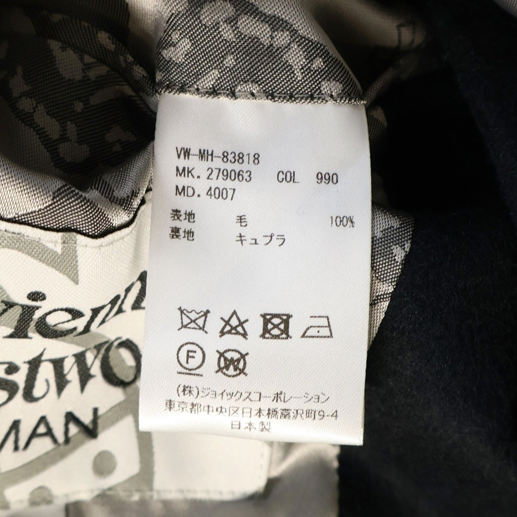 Vivienne Westwood MAN(ヴィヴィアンウエストウッドマン) 裏地ストーンヘンジ 4B 変形ウール コート ジャケット ブラック VM-MH-83818