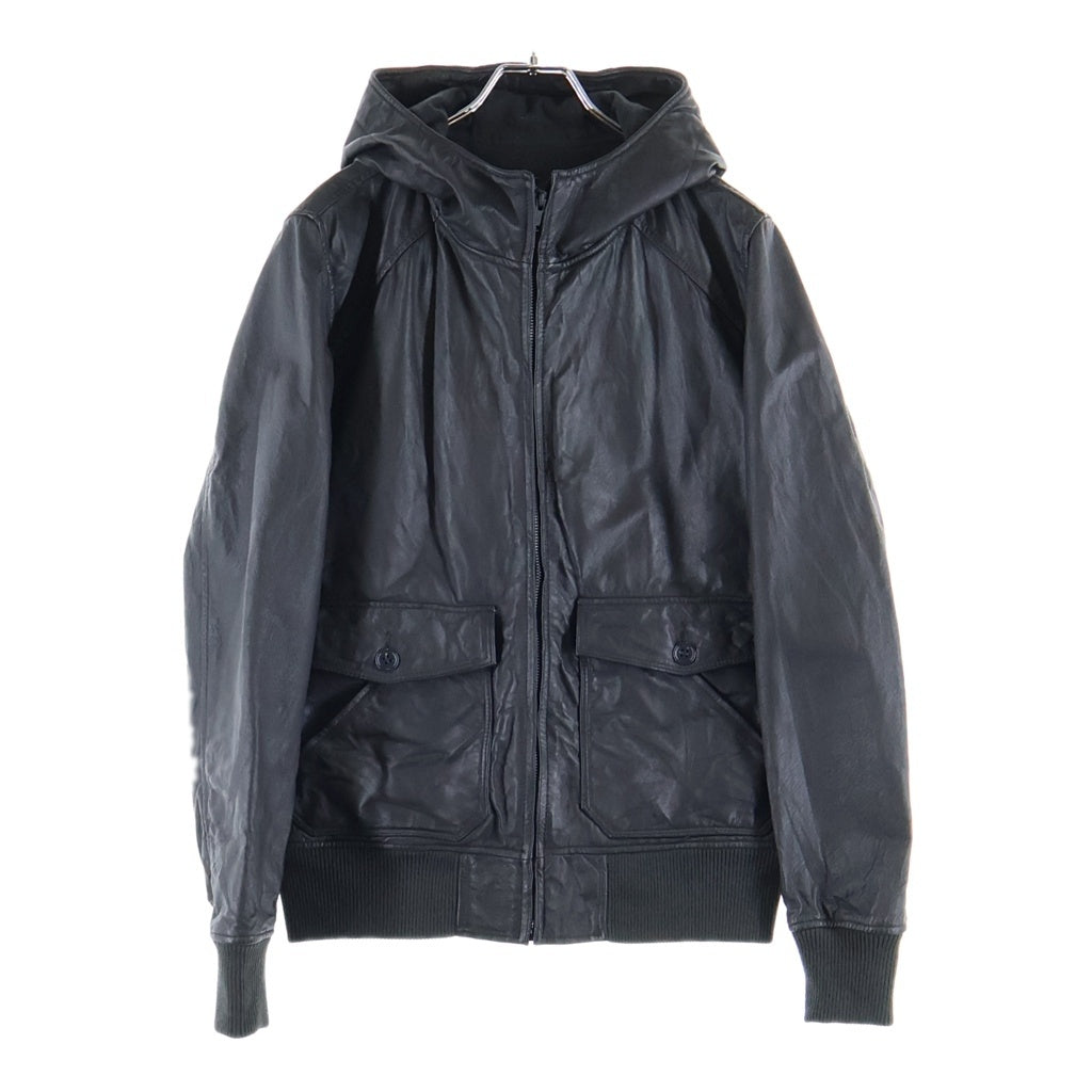 HYSTERIC GLAMOUR(ヒステリックグラマー) ジップアップ フーディー レザー シャケット ブラック 4LB-1962