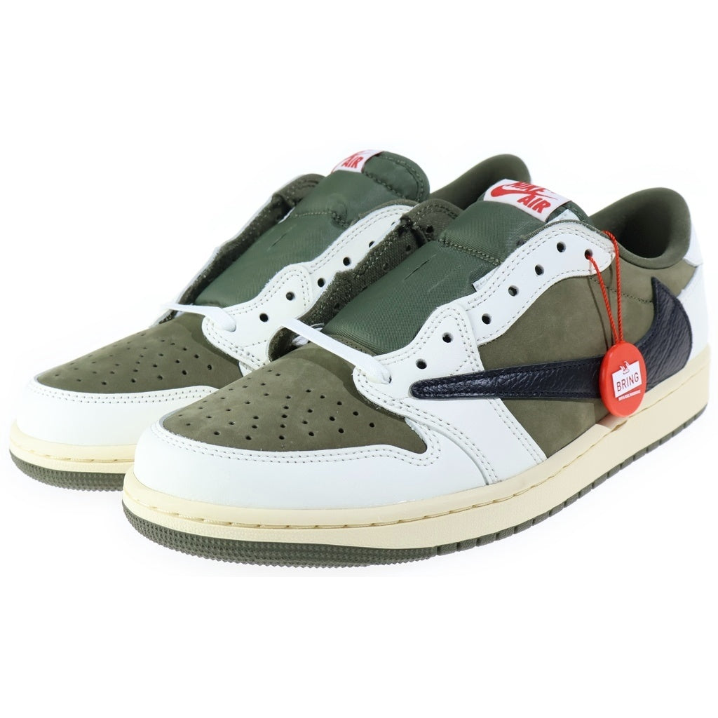NIKE(ナイキ) ×TAVIS SCOTT AIR JORDAN1 LOW OG SP REVERSE OLIVE エアジョーダン1 リバースオリーブ ローカットスニーカー ホワイト/ブラック US9/27cm DM7866-200