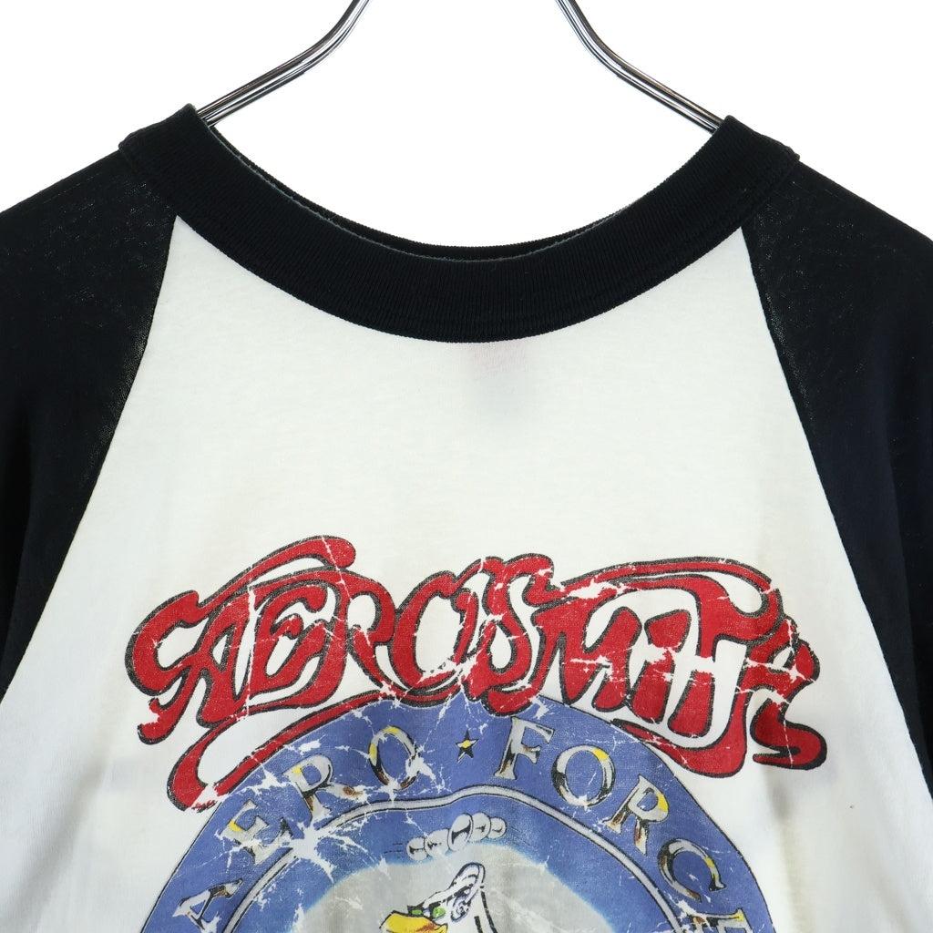 VINTAGE(ヴィンテージ) AEROSMITH lagran SHIRT ラグラン 長袖Tシャツ ホワイト/ブラック