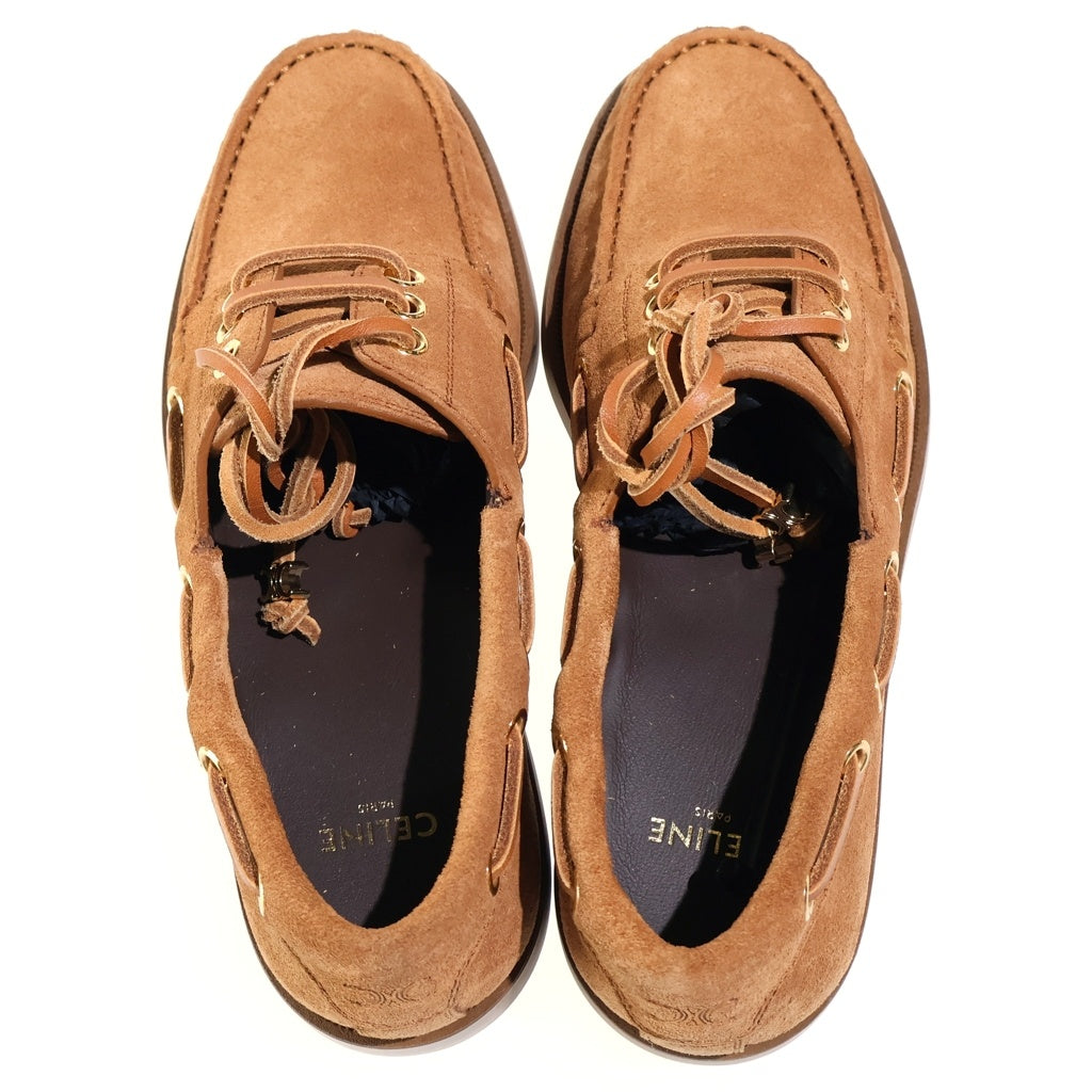CELINE(セリーヌ) Bateau Dark Havana バトー ダークハバナ レースアップ スエードレザーローファー レディース ブラウン 363585122C