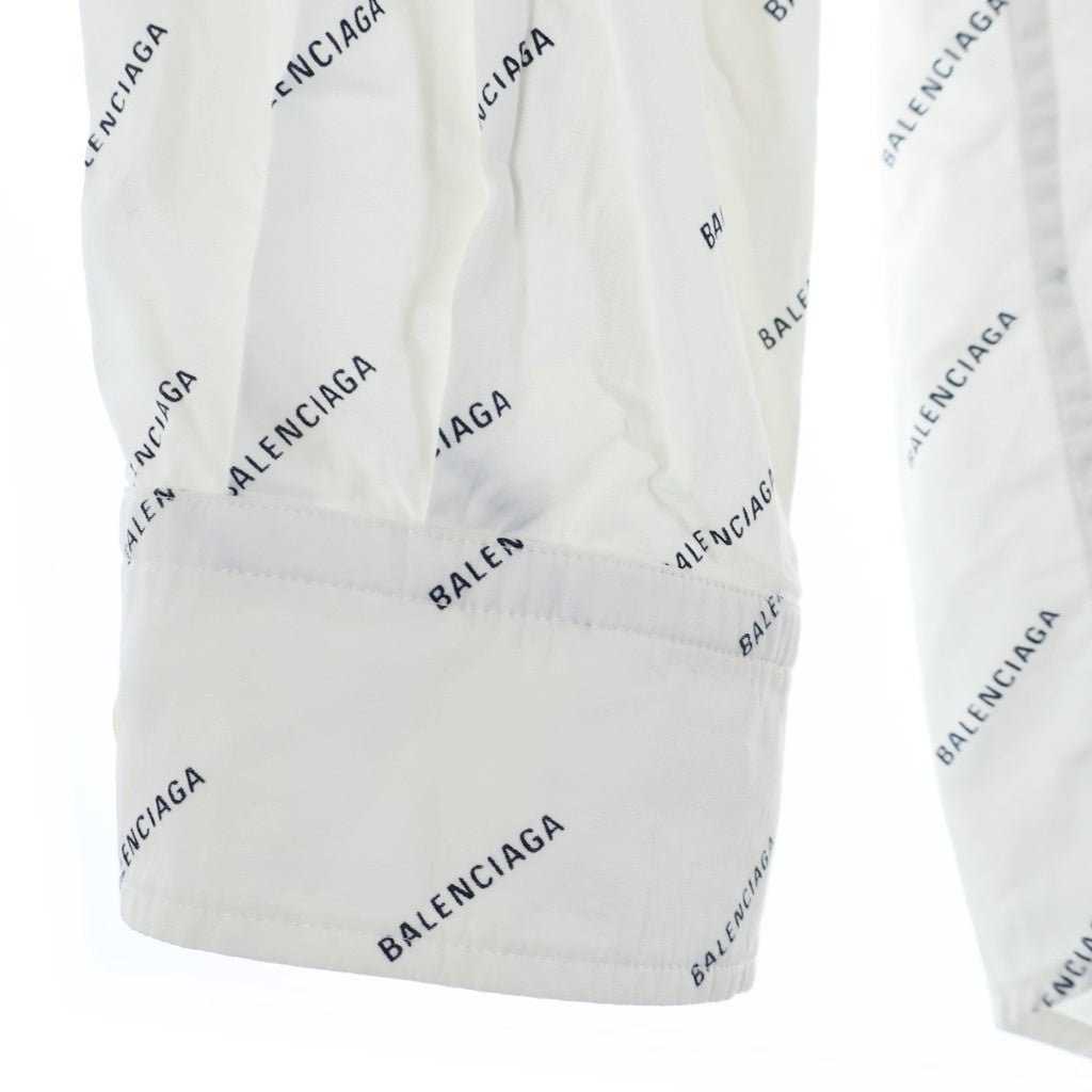 BALENCIAGA(バレンシアガ) オールオーバー ロゴボタンダウン 長袖シャツ ホワイト 534333 TBL96