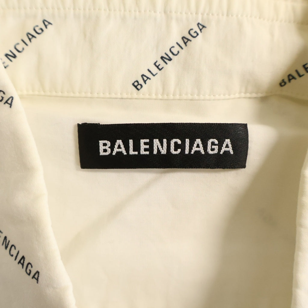 BALENCIAGA(バレンシアガ) オールオーバー ロゴボタンダウン 長袖シャツ ホワイト 534333 TBL96