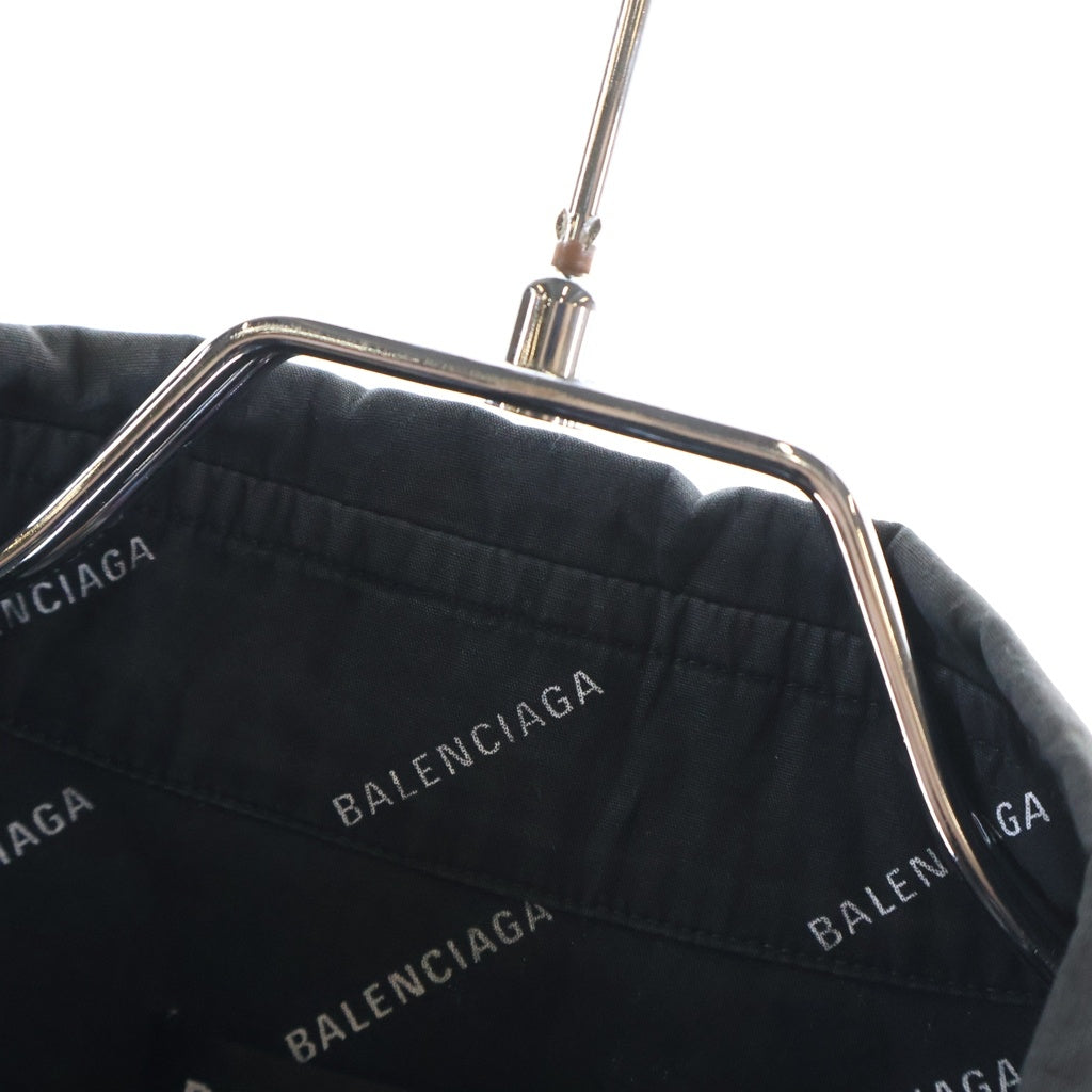 BALENCIAGA(バレンシアガ) 19SS オールオーバーロゴボタンダウン半袖シャツ ブラック 534332 TBL96