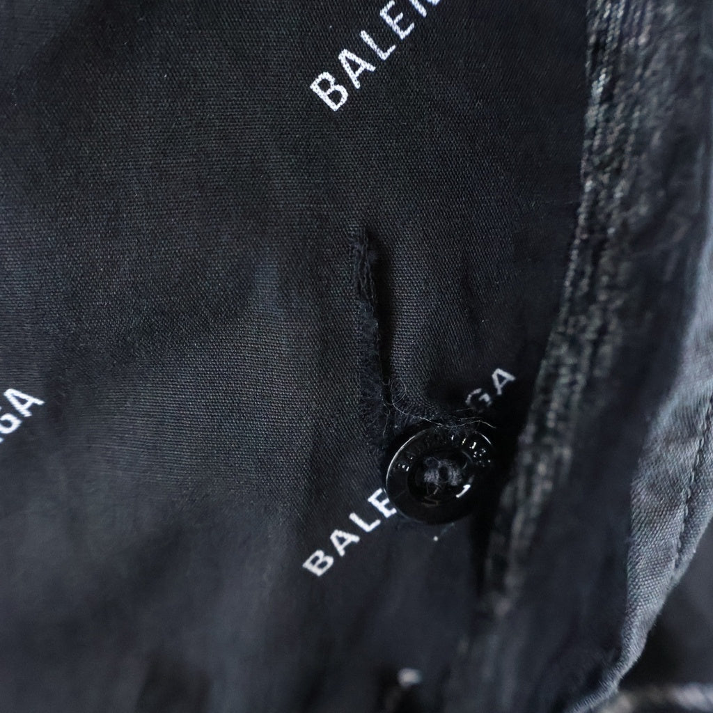 BALENCIAGA(バレンシアガ) 19SS オールオーバーロゴボタンダウン半袖シャツ ブラック 534332 TBL96