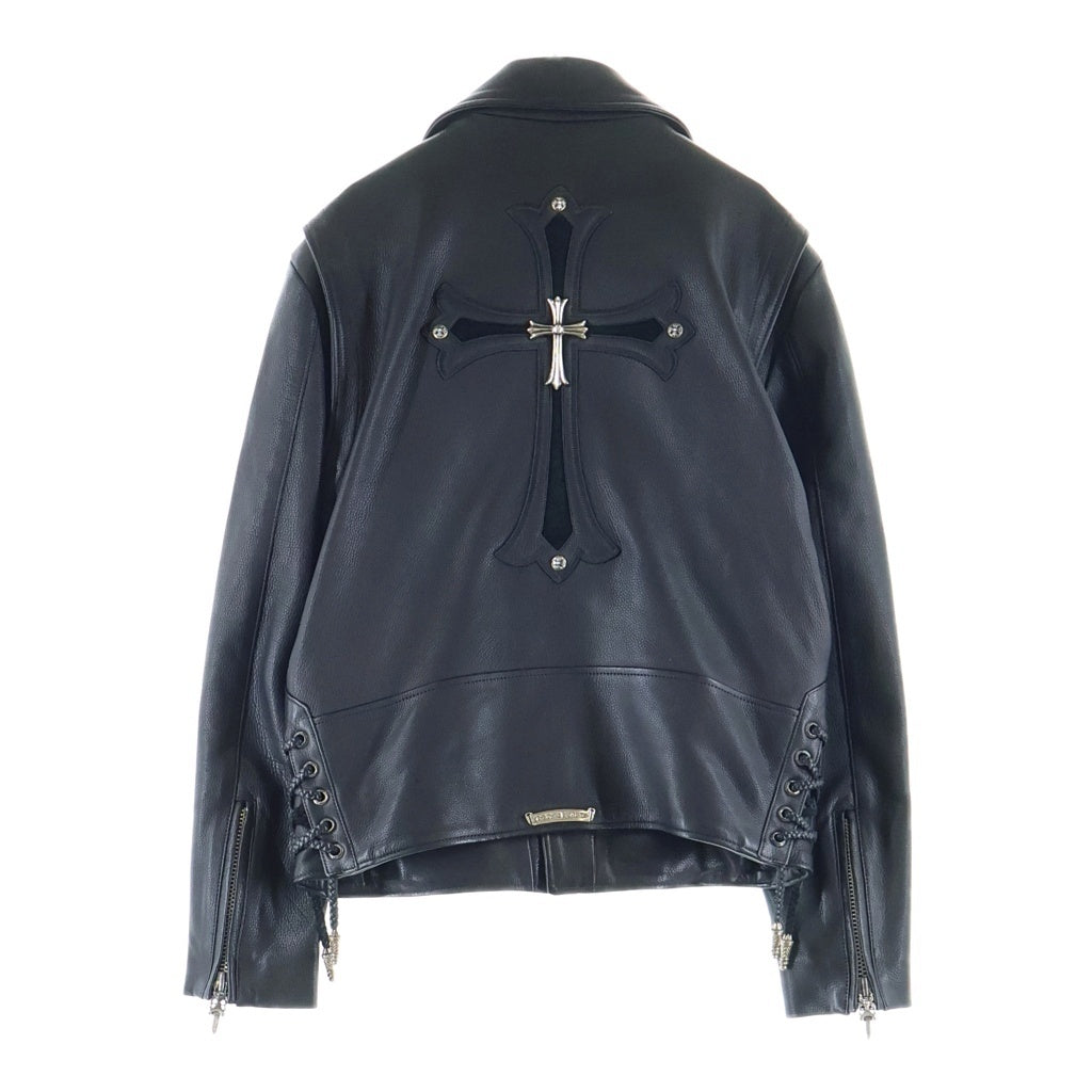 CHROME HEARTS(クロムハーツ) CH CRS LG JJ DEAN バックラージクロス付き JJディーン ダガージップライダースレザージャケット ブラック/シルバー