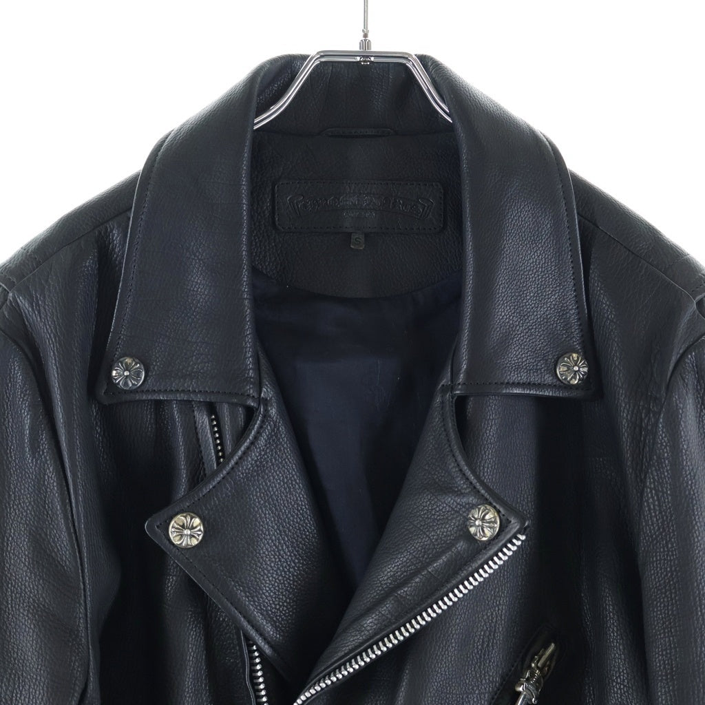CHROME HEARTS(クロムハーツ) CH CRS LG JJ DEAN バックラージクロス付き JJディーン ダガージップライダースレザージャケット ブラック/シルバー