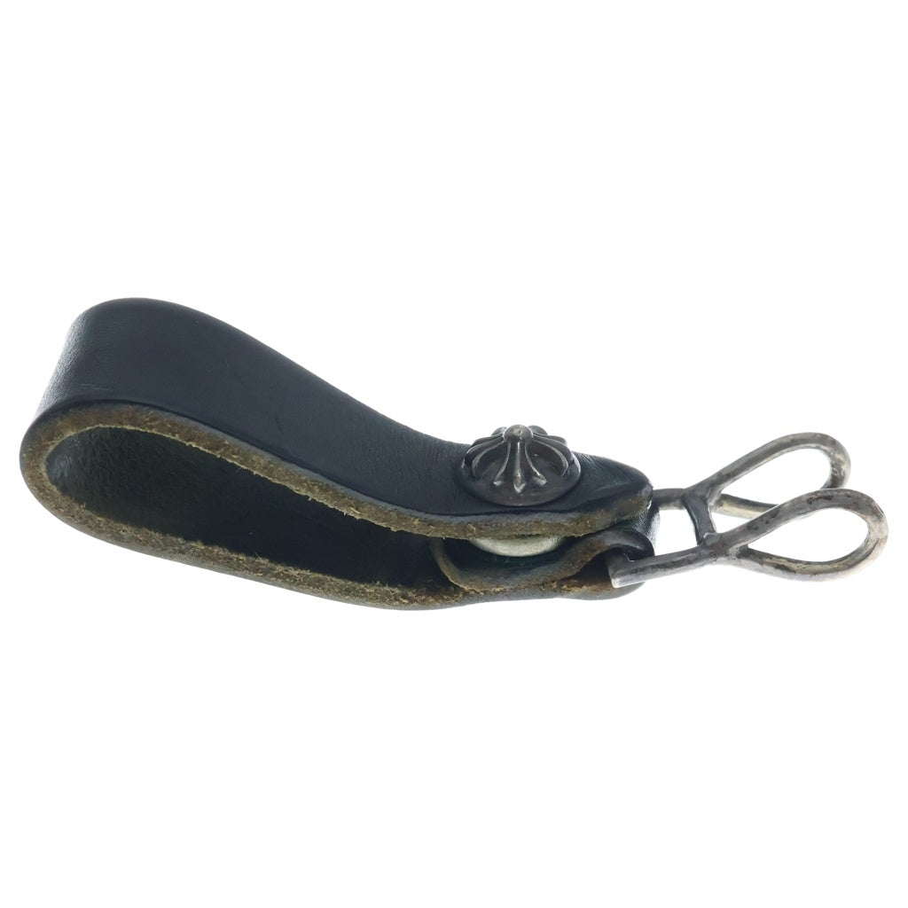 CHROME HEARTS(クロムハーツ) BELT LOOP クロスボールボタンレザーベルトループ シルバー/ブラック BCA397