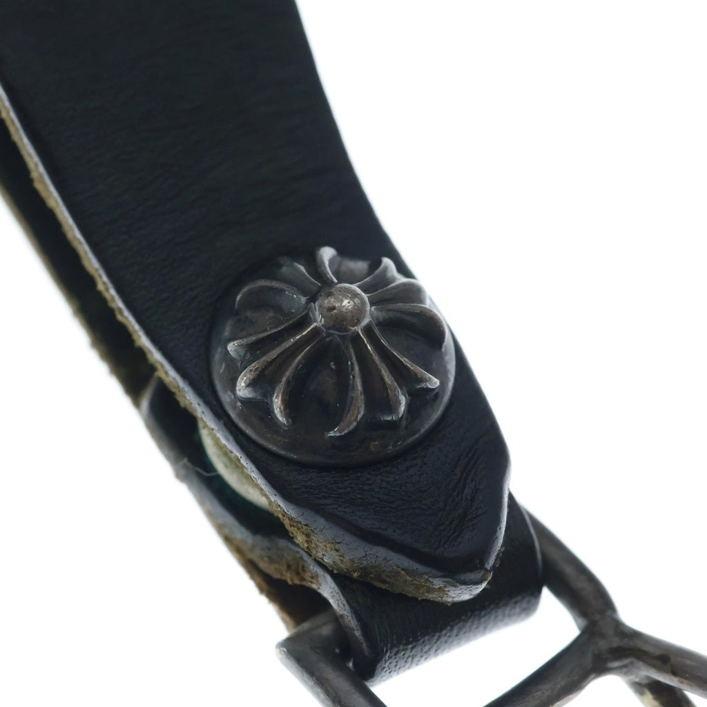 CHROME HEARTS(クロムハーツ) BELT LOOP クロスボールボタンレザーベルトループ シルバー/ブラック BCA397