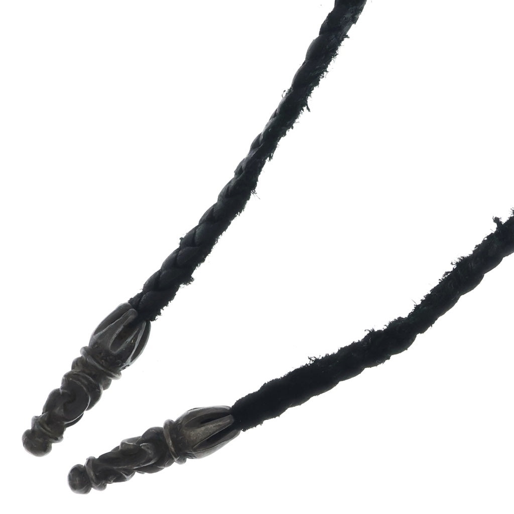 CHROME HEARTS(クロムハーツ) LEATHER BRAID スクロールレザーブレード ネックレス ブラック/シルバー