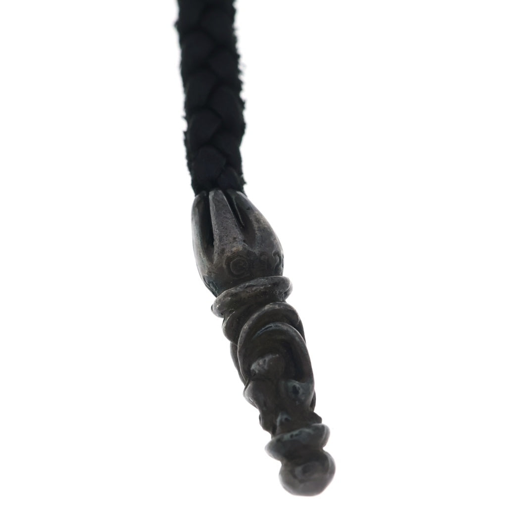CHROME HEARTS(クロムハーツ) LEATHER BRAID スクロールレザーブレード ネックレス ブラック/シルバー