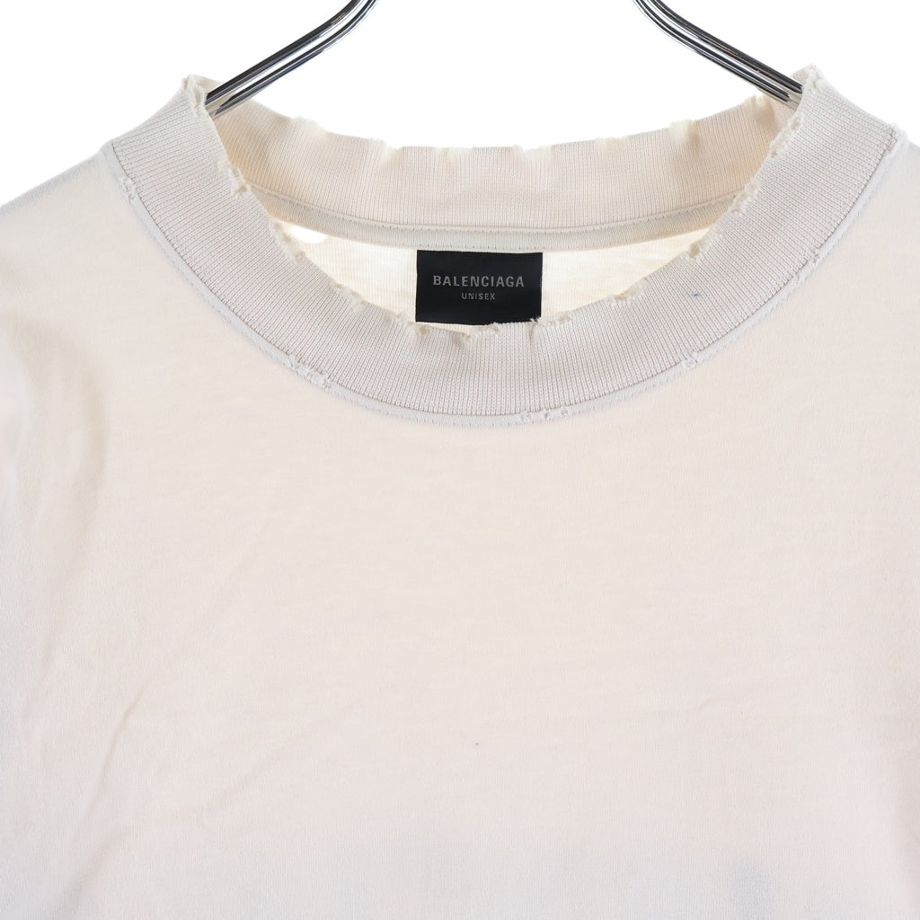 BALENCIAGA(バレンシアガ) 24SS STENCIL TYPE TQVA3 ステンシルタイプ ダメージ加工半袖Tシャツ ホワイト 764235