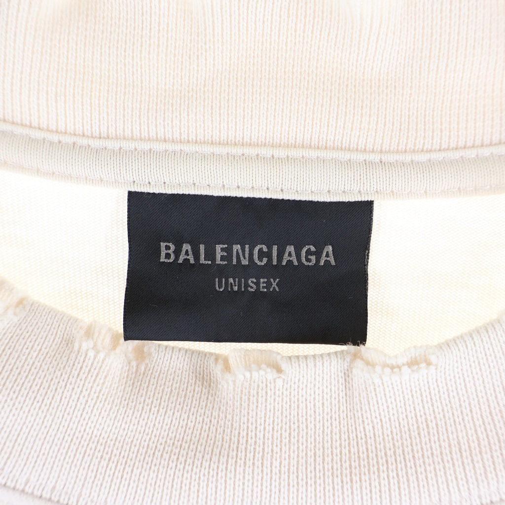 BALENCIAGA(バレンシアガ) 24SS STENCIL TYPE TQVA3 ステンシルタイプ ダメージ加工半袖Tシャツ ホワイト 764235