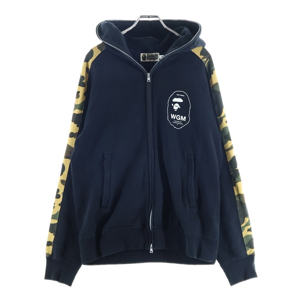 A BATHING APE(アベイシングエイプ) 1st CAMO LINE FULL ZIP HOODIE 1stカモ ライン フルジップフーディー ジップアップパーカー ブラック/ベージュ 001ZPE801007X