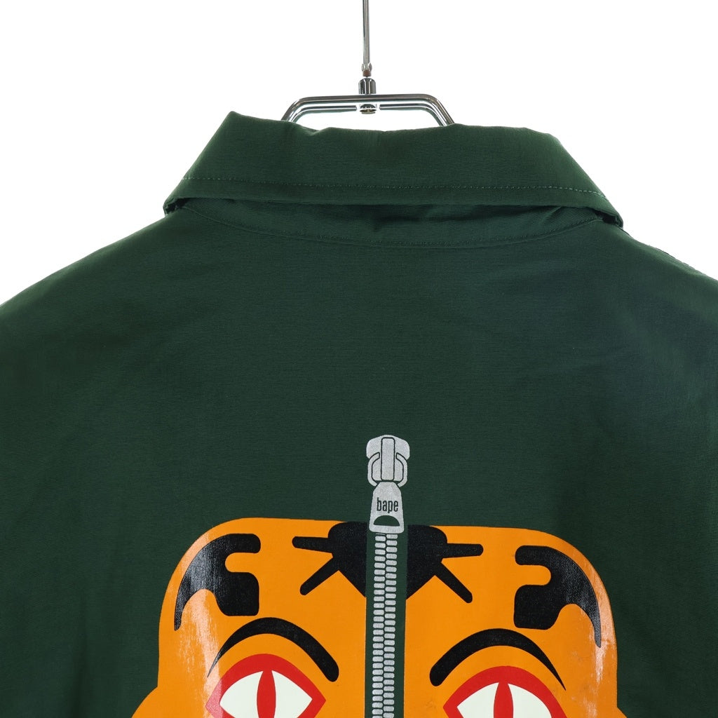 A BATHING APE(アベイシングエイプ) TIGER COACH JACKET タイガー ナイロンコーチジャケット グリーン 001LJE201006X