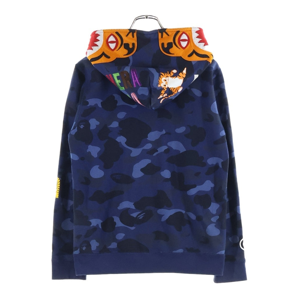 A BATHING APE(アベイシングエイプ) COLOR CAMO TIGER FULL ZIP HOODIE カラーカモ タイガー フルジップフーディー ジップアップパーカー レディース ネイビー 001ZPG302006X