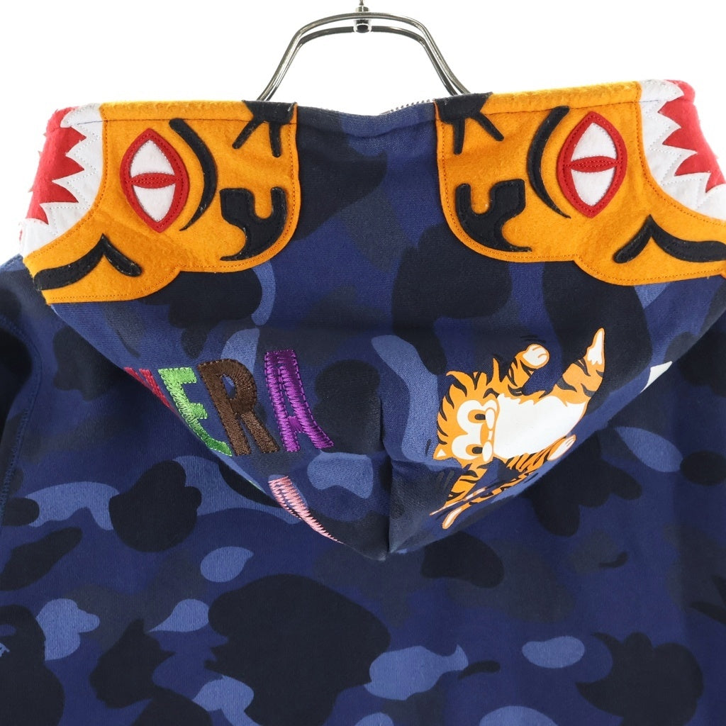 A BATHING APE(アベイシングエイプ) COLOR CAMO TIGER FULL ZIP HOODIE カラーカモ タイガー フルジップフーディー ジップアップパーカー レディース ネイビー 001ZPG302006X