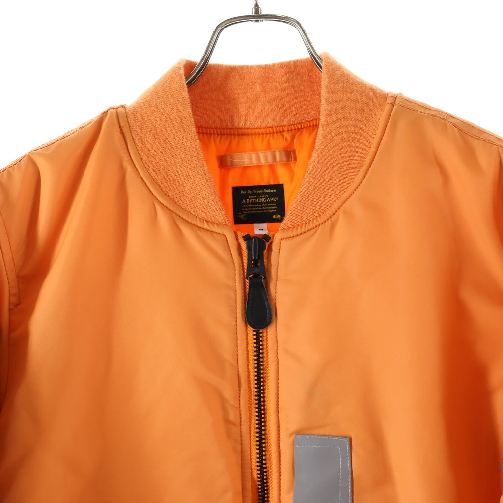 A BATHING APE(アベイシングエイプ) REFLECTOR SHARK MA-1 JACKET リフレクター シャーク ボンバージャケット ジップアップブルゾン オレンジ 001HJE801021X