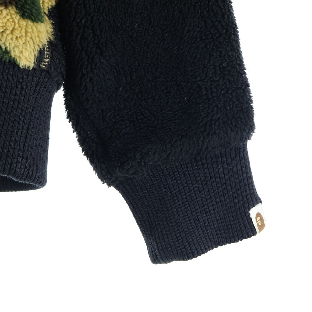 A BATHING APE(アベイシングエイプ) 1st CAMO BOA HULL ZIP HOODIE 1stカモ ボア フルジップフーディー フリースジップアップパーカー ベージュ/ブラック 001HJB801005X