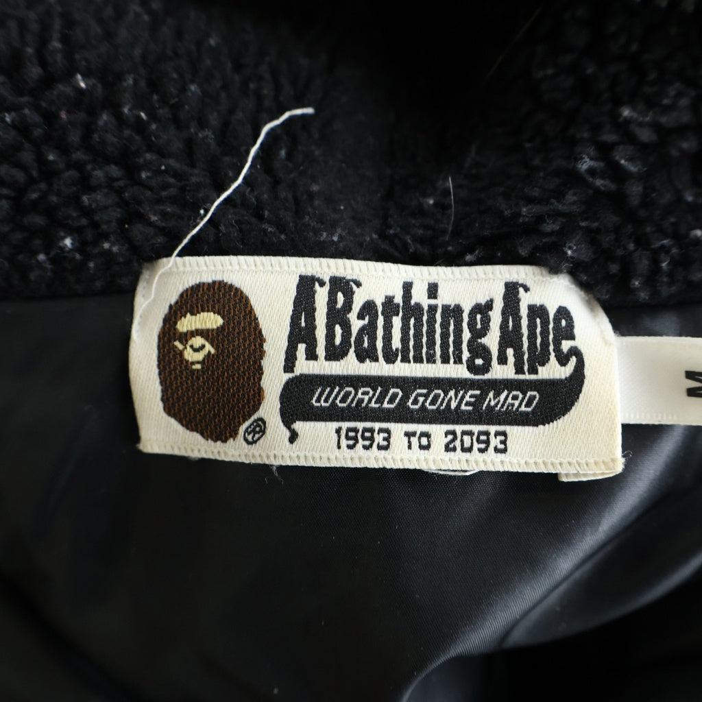 A BATHING APE(アベイシングエイプ) 1st CAMO BOA HULL ZIP HOODIE 1stカモ ボア フルジップフーディー フリースジップアップパーカー ベージュ/ブラック 001HJB801005X