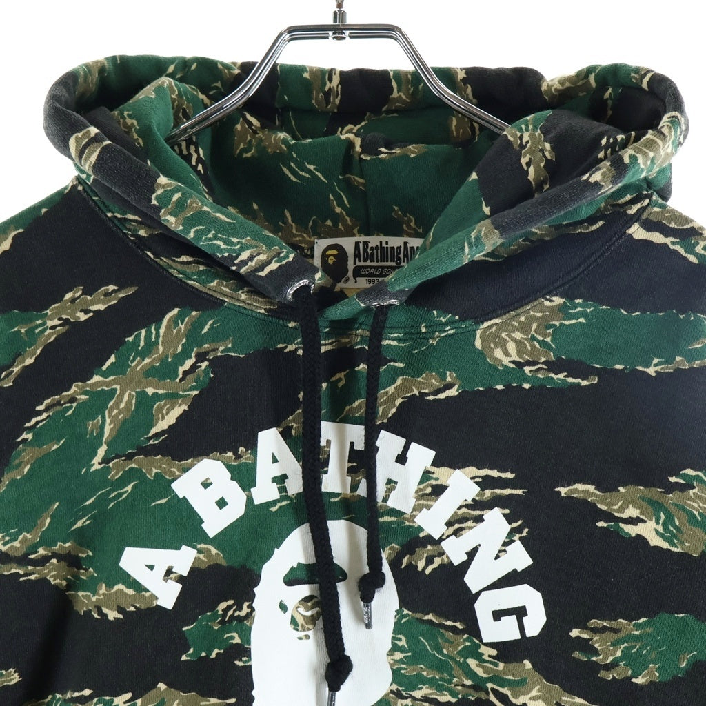 A BATHING APE(アベイシングエイプ) TIGER CAMO COLLEGE PULLOVER HOODIE タイガーカモ カレッジ プルオーバーフーディー パーカー ブラック/グリーン 001PPF701003X