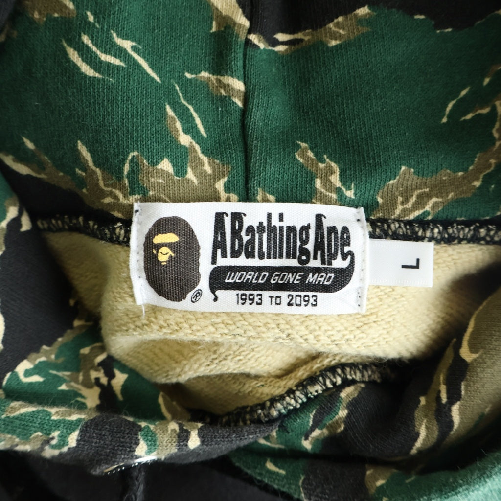 A BATHING APE(アベイシングエイプ) TIGER CAMO COLLEGE PULLOVER HOODIE タイガーカモ カレッジ プルオーバーフーディー パーカー ブラック/グリーン 001PPF701003X