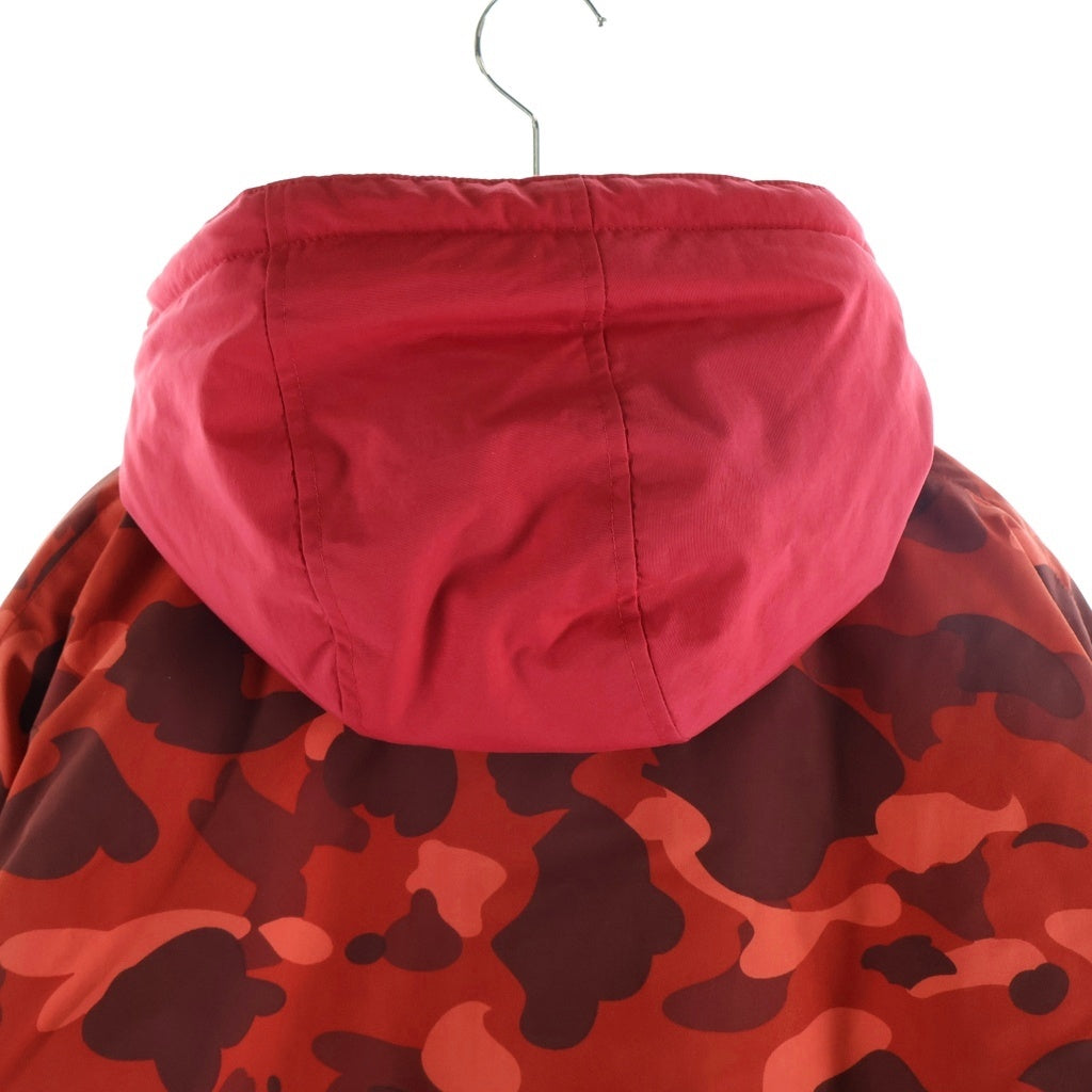 A BATHING APE(アベイシングエイプ) COLOR CAMO PUFFER JACKET カラーカモ パファージャケット ナイロンジップアップブルゾン レッド レディース 001HJF802507X