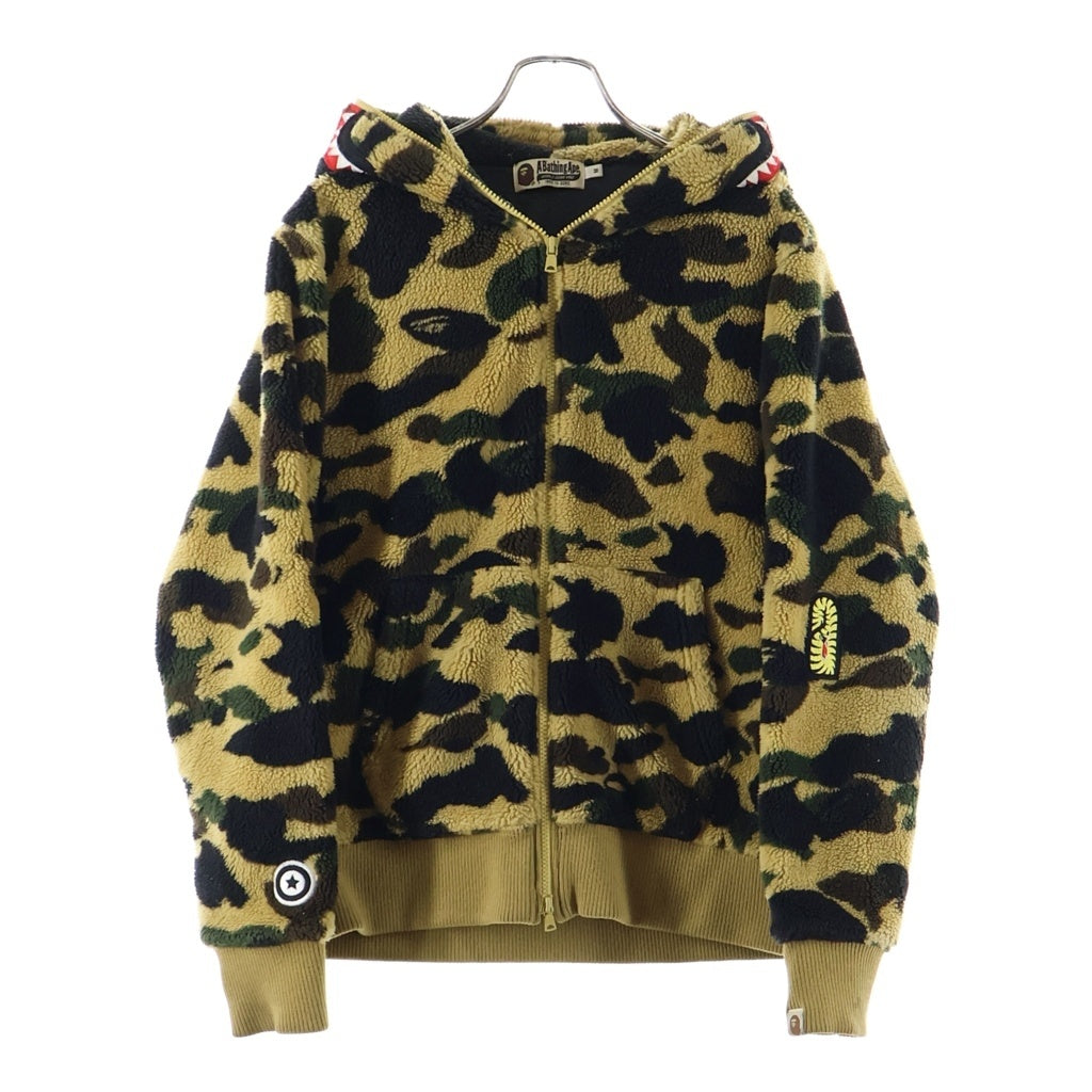 A BATHING APE(アベイシングエイプ) 1st CAMO BOA FULL ZIP HOODIE 1stカモ ボア フルジップフーディー ジップアップパーカー フリース ベージュ 001HJB801006X