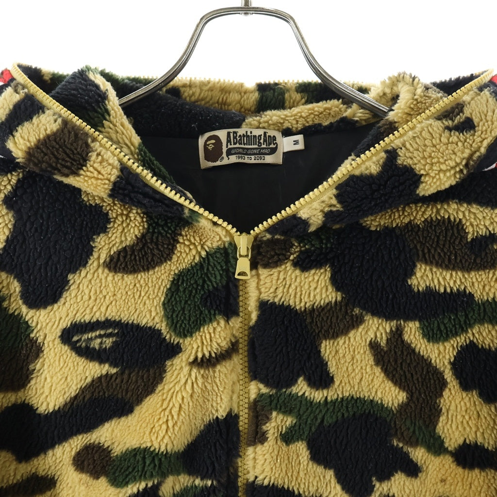 A BATHING APE(アベイシングエイプ) 1st CAMO BOA FULL ZIP HOODIE 1stカモ ボア フルジップフーディー ジップアップパーカー フリース ベージュ 001HJB801006X