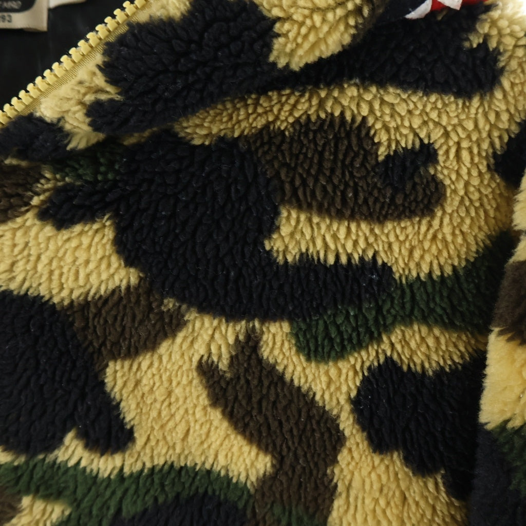 A BATHING APE(アベイシングエイプ) 1st CAMO BOA FULL ZIP HOODIE 1stカモ ボア フルジップフーディー ジップアップパーカー フリース ベージュ 001HJB801006X