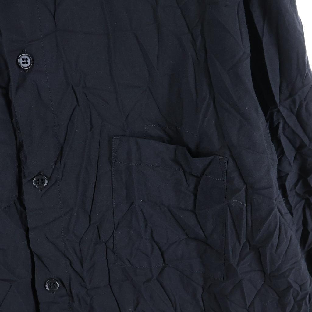 Yohji Yamamoto POUR HOMME(ヨウジヤマモト プールオム) ツイルシワ加工スタッフコート 長袖シャツ ブラック HW-B09-941