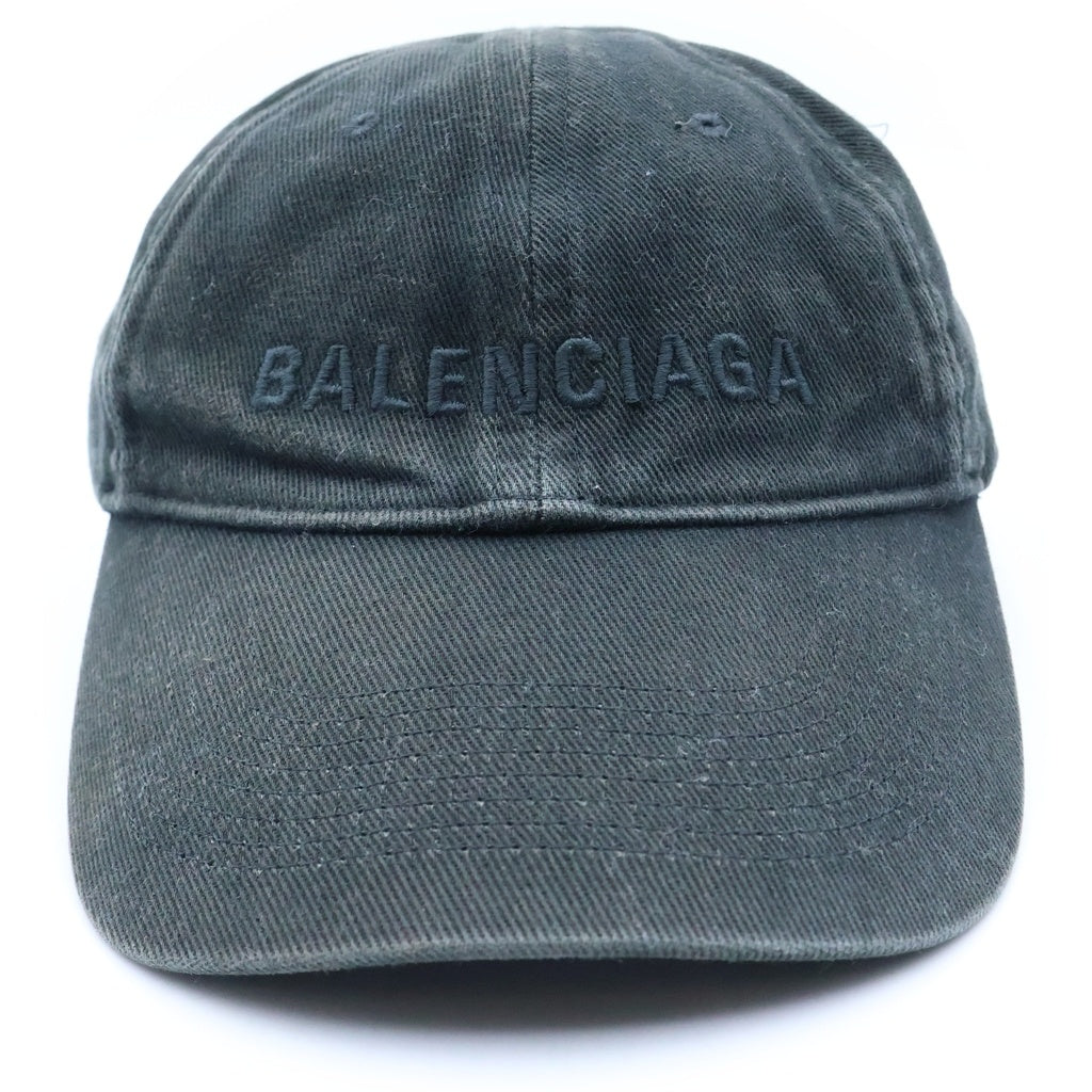 BALENCIAGA(バレンシアガ) フロントロゴ コットン 6パネル ベースボール キャップ ブラック 590758 410B2