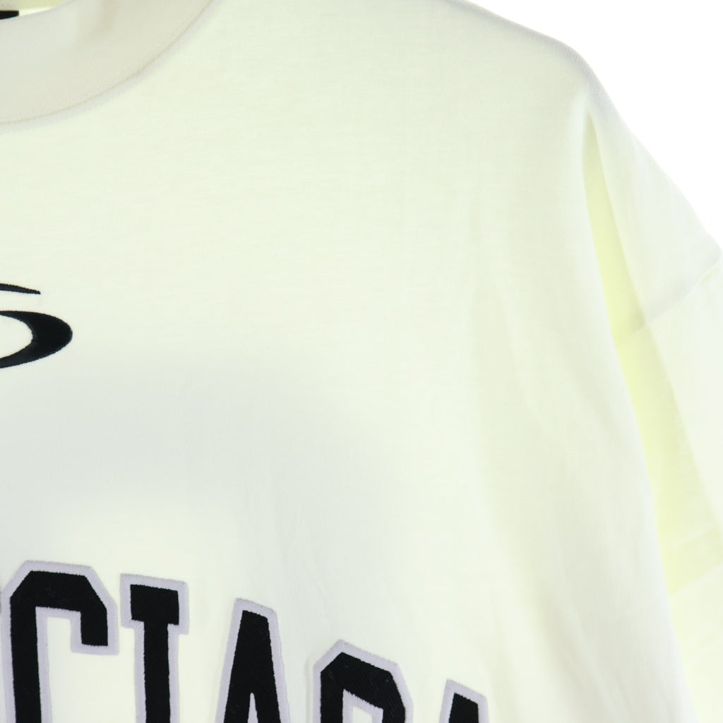 BALENCIAGA(バレンシアガ) 25SS BASKETBALL SERIES バスケットシリーズ ロゴ刺繍デザイン クルーネック半袖Tシャツカットソー ホワイト 787349 TRVW9