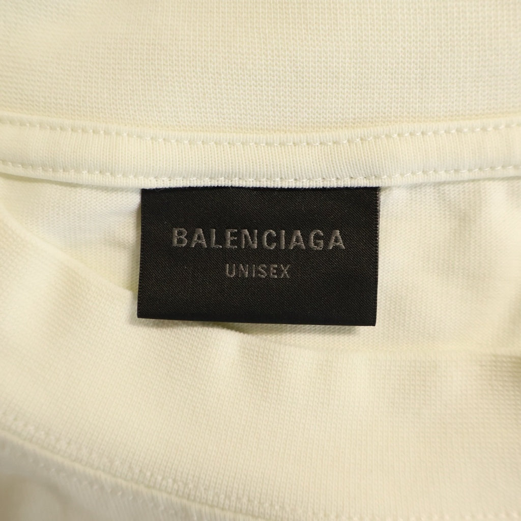 BALENCIAGA(バレンシアガ) 25SS BASKETBALL SERIES バスケットシリーズ ロゴ刺繍デザイン クルーネック半袖Tシャツカットソー ホワイト 787349 TRVW9