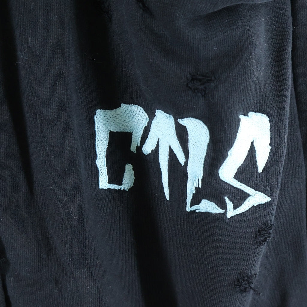 cvtvlist(カタリスト) 23AW 3D LOGO USUAL PANTS ヴィンテージクラッシュ加工 ロゴスウェットパンツ ブラック 2301090401