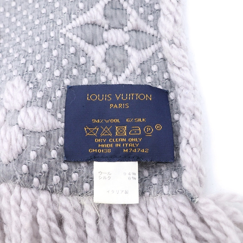 LOUIS VUITTON(ルイヴィトン) エシャルプ ロゴマニア モノグラムジャガード シルク混 ウール マフラー グレー M74742