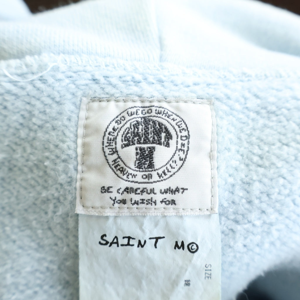 SAINT MICHAEL(セントマイケル) 22SS Logo Pullover Parka ロゴ プルオーバーパーカー スウェット ライトブルー SM-S22-0000-043