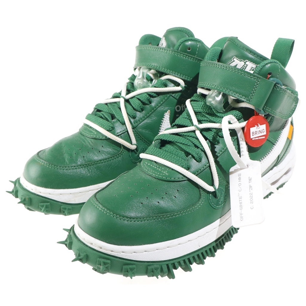 NIKE(ナイキ) ×OFF-WHITE AIR FORCE 1 MID SP LTHR オフホワイト エアフォース1 SPレザー ミッドカットスニーカー グリーン US7.5/25.5cm DR0500-300