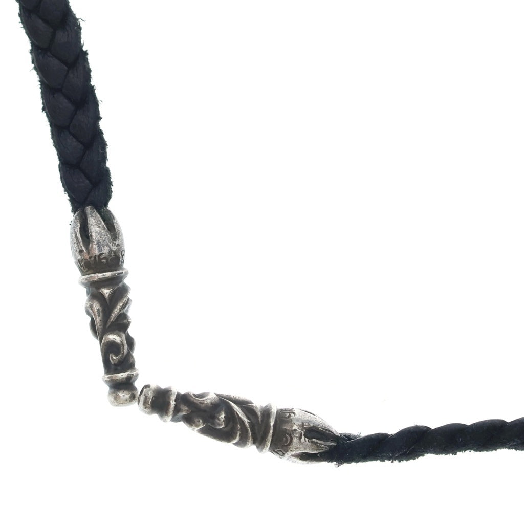 CHROME HEARTS(クロムハーツ) LEATHER BRAID SCROLL ネックレス レザーブレイドネックレス ブラック/シルバー BCA377