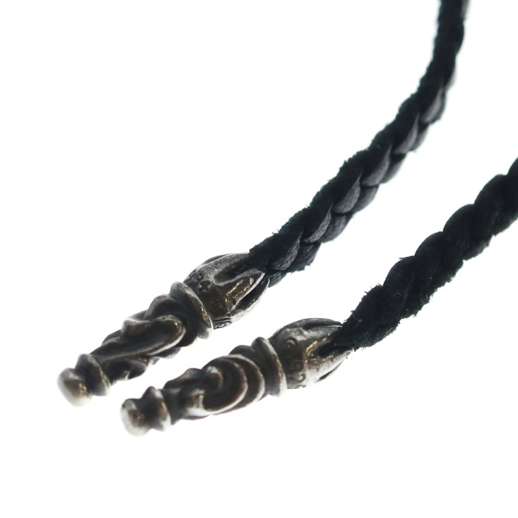 CHROME HEARTS(クロムハーツ) LEATHER BRAID SCROLL ネックレス レザーブレイドネックレス ブラック/シルバー BCA377