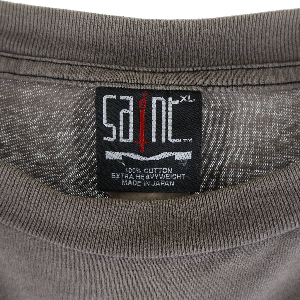 SAINT MICHAEL(セントマイケル) 21AW LS TEE SATAN ヴィンテージ加工 ロングスリーブカットソー 長袖Tシャツ グレー SM-A21-0000-025