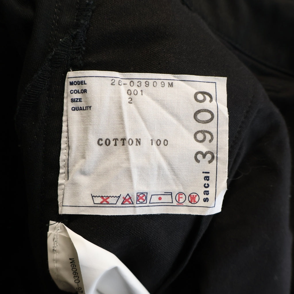Sacai(サカイ) 26SS Cotton Chino Pants コットンチノパンツ ブラック 26-03909M