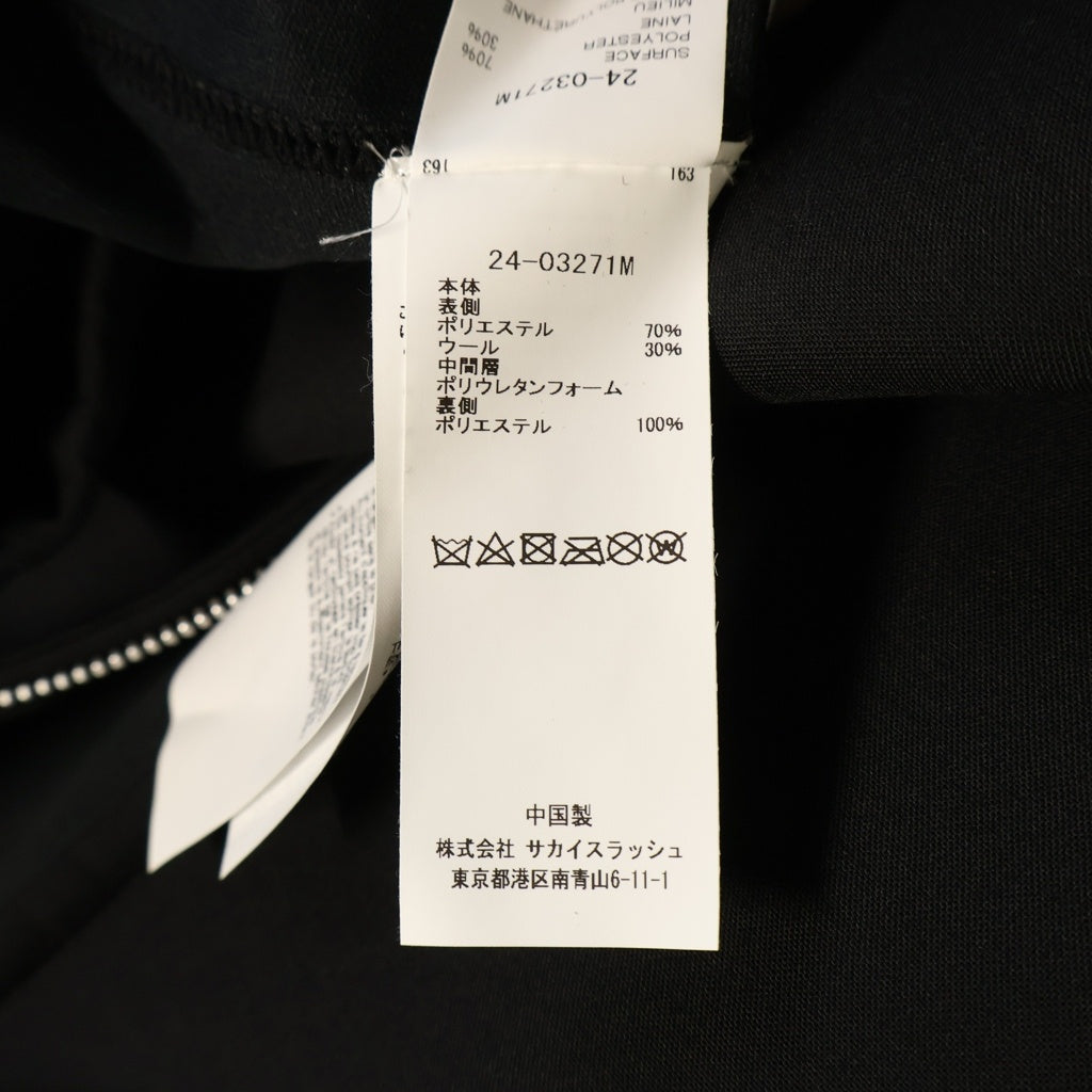 Sacai(サカイ) 24SS Suiting Bonding Pullover スーティング ボンディング プルオーバー ハーフジップ ブラック 24-03271M