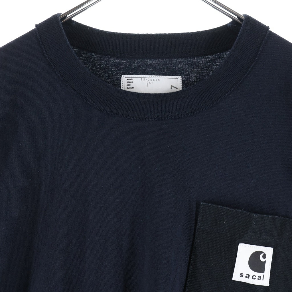 Sacai(サカイ) 23AW ×Carhartt WIP T-shirt ポケット半袖Tシャツ カットソー ブラック 23-0557S