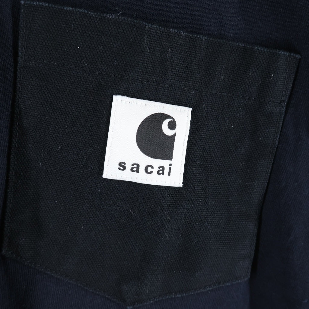 Sacai(サカイ) 23AW ×Carhartt WIP T-shirt ポケット半袖Tシャツ カットソー ブラック 23-0557S