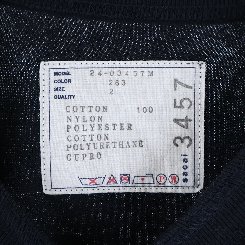 Sacai(サカイ) 24SS コンビネーション ドッキング 半袖Tシャツ カットソー ブラック/カーキ 24-03457M