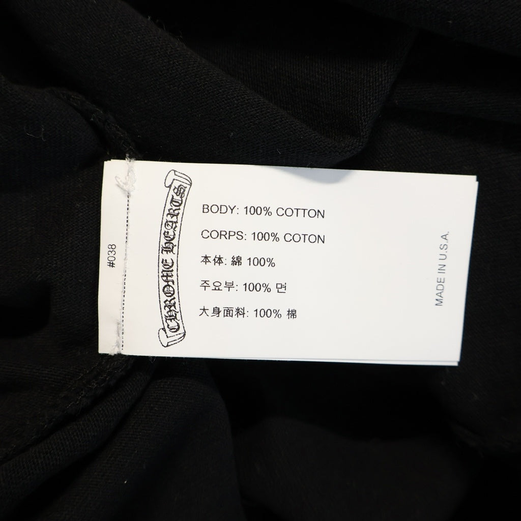 CHROME HEARTS(クロムハーツ) Y NOT VERTICAL LOGO CROSS EMBROIDERY TEE ワイノット ヴァーティカルロゴ クロス クルーネック半袖カットソーTシャツ ブラック