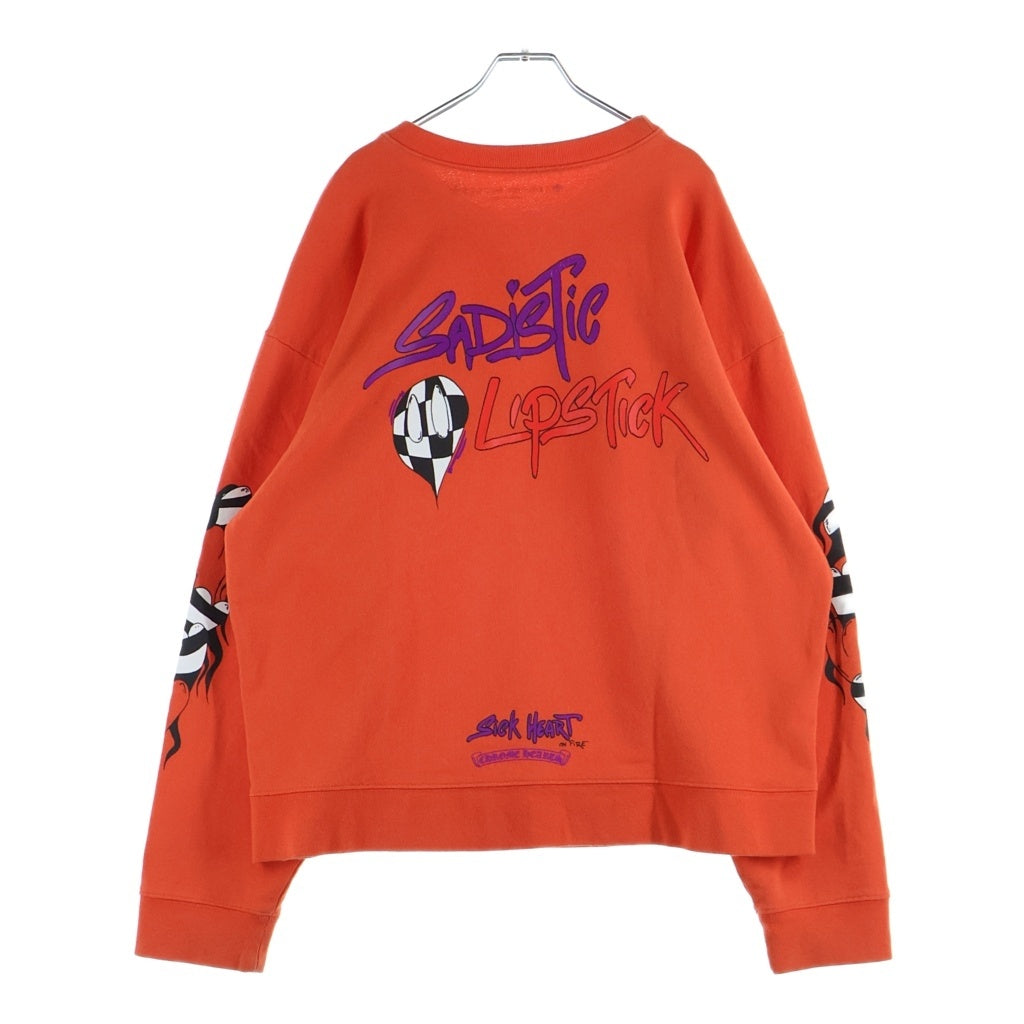 CHROME HEARTS(クロムハーツ) ×MATTY BOY SPARK THE HEART SWTSHRT マッティボーイ プロスパーク ザ ハートプリント クルーネックスウェットトレーナー オレンジ