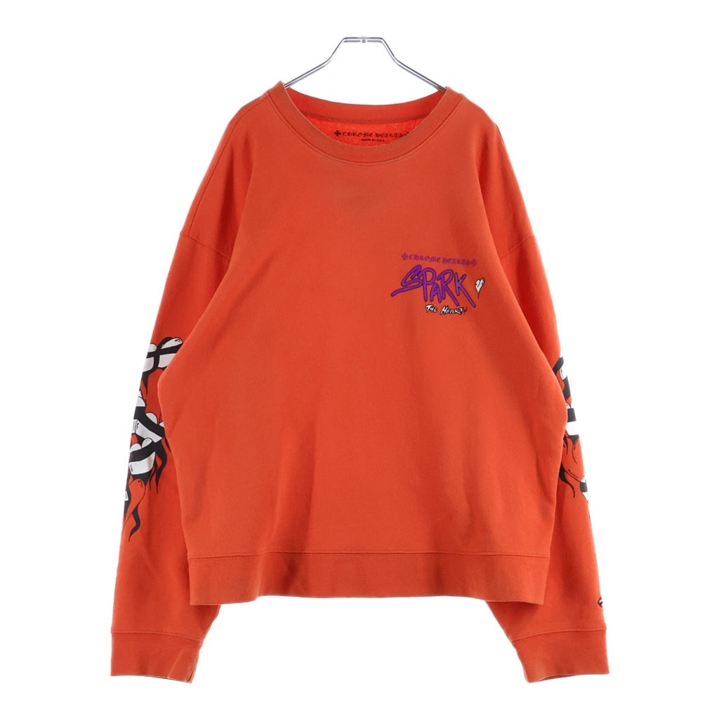 CHROME HEARTS(クロムハーツ) ×MATTY BOY SPARK THE HEART SWTSHRT マッティボーイ プロスパーク ザ ハートプリント クルーネックスウェットトレーナー オレンジ