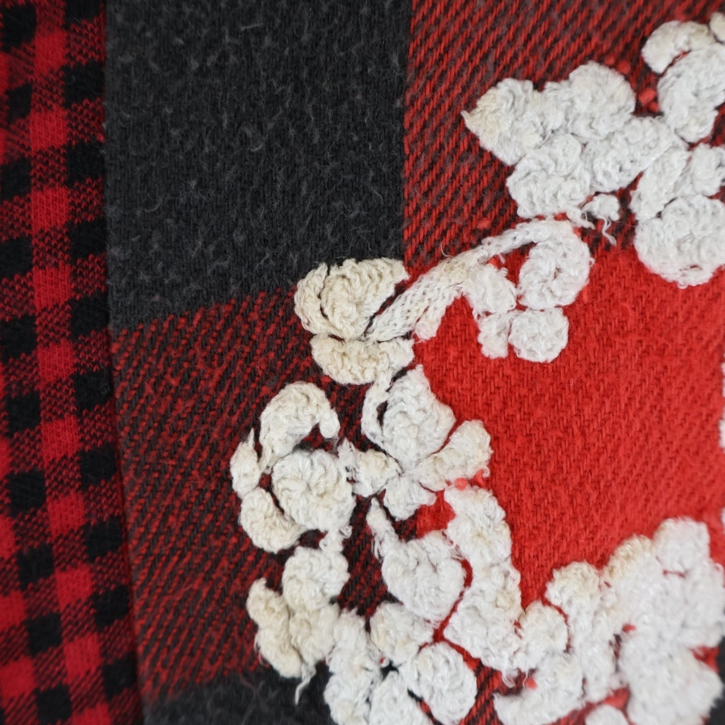 READY MADE(レディメイド) × DENIM TEARS COTTON WREATH CHECK SHIRT デニムティアーズ エンブロイダリーチェック長袖シャツ レッド RE-DT-RE-00-00-06